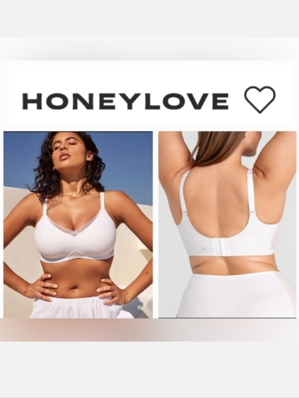HONEYLOVE LiftWear Crossover Bra in White Sz XL++/US 38F NWOT